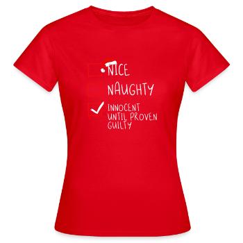 Innocent jusqu’à preuve du contraire Noël de Noël - T-shirt Femme - rouge - Devant - AI Model Female 172 dark (172cm)
