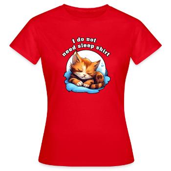 Schlaflose Katze auf Wolken Schlaf Shirt - Frauen T-Shirt - Rot - Vorne - AI Model Female 172 dark (172cm)