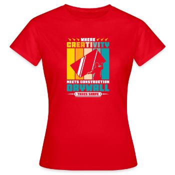 Constructeur de plaques de plâtre Installateur de plaques de plâtre - T-shirt Femme - rouge - Devant - AI Model Female 172 dark (172cm)