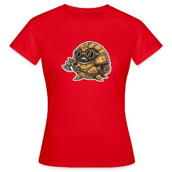 Sowbug Krieger Steampunk Axt Kupferrüstung - Frauen T-Shirt - Rot - Vorne - AI Model Female 172 dark (172cm)