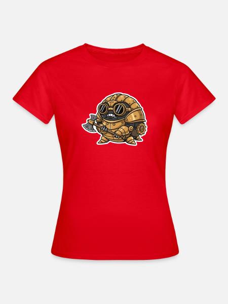 Sowbug Krieger Steampunk Axt Kupferrüstung - Frauen T-Shirt - Rot