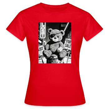 Neon-Noir Bär mit Augenklappe - Frauen T-Shirt - Rot - Vorne - AI Model Female 172 dark (172cm)