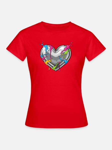 Metallherz mit Farbenschauer - Frauen T-Shirt - Rot