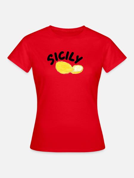 Sicily Zitronen Illustration - Sicily - Frauen T-Shirt - Rot