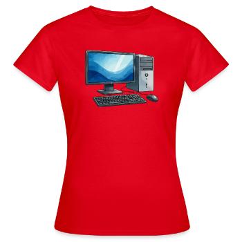 Retro PC Arbeitsstation Illustration - Frauen T-Shirt - Rot - Vorne - AI Model Female 172 dark (172cm)