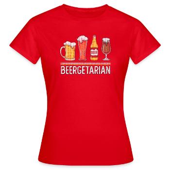 Béergetarienne, bière et satire - T-shirt Femme - rouge - Devant - AI Model Female 172 dark (172cm)