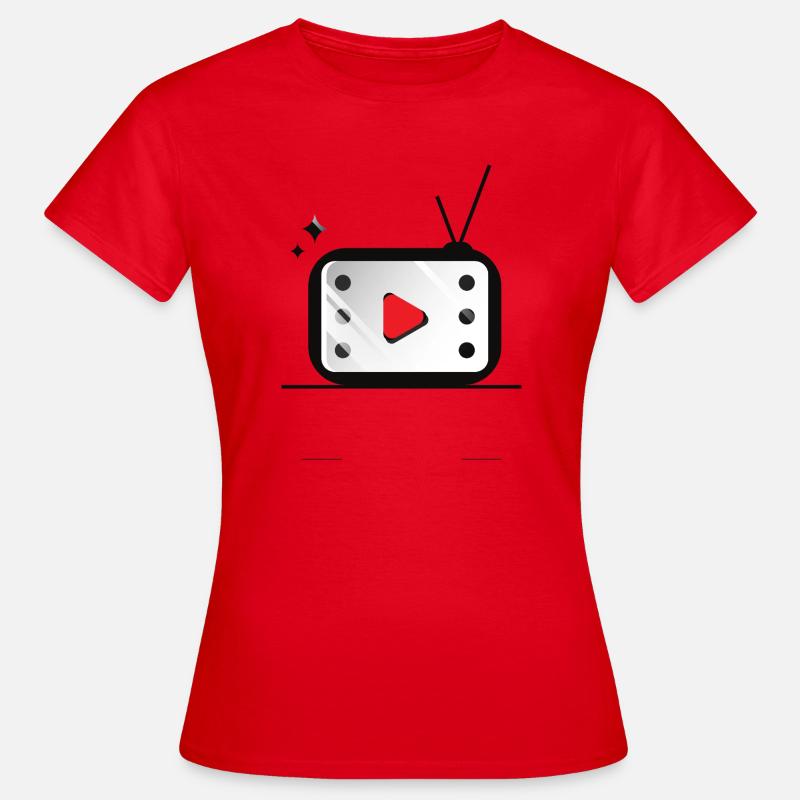 Retro TV Play Button Pattern - Women's T-Shirt - red