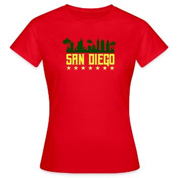 San Diego Skyline Neon Yellow - Women's T-Shirt - red - Front - AI Model Female 172 dark (172cm)