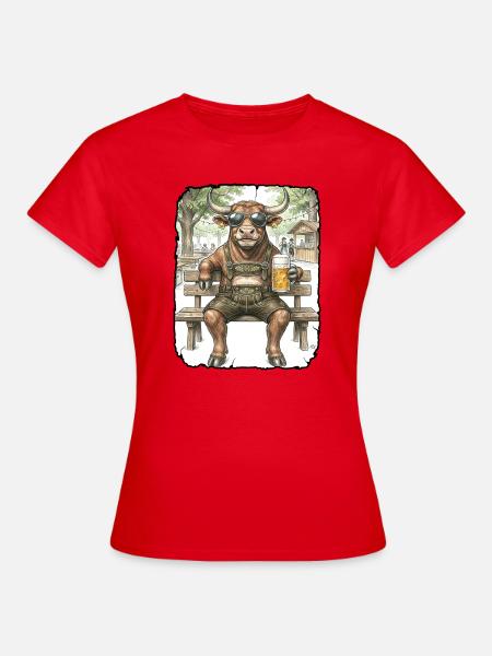 Stier Bulle Biergarten - Frauen T-Shirt - Rot