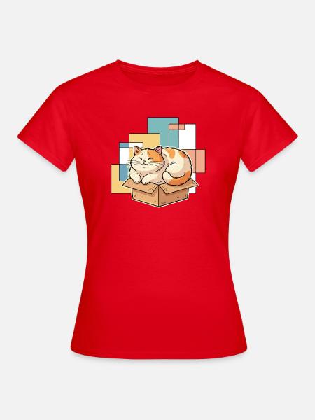 Katzenglück im Karton - Frauen T-Shirt - Rot