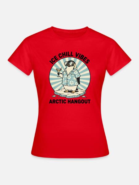 Penguin Retro Cocktail "IceChill Vibes" - Frauen T-Shirt - Rot