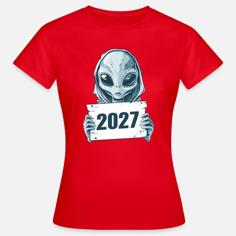 light blue alien 2027 - Women's T-Shirt - red