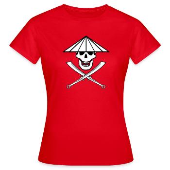 Asian Jolly Roger avec chapeau conique - T-shirt Femme - rouge - Devant - AI Model Female 172 dark (172cm)