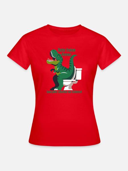 Dino auf Toilette im Freien - Frauen T-Shirt - Rot