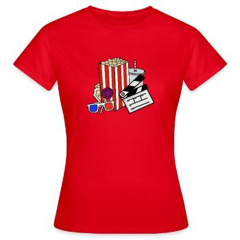 Retro Cinema Snacks Collage - Women's T-Shirt - red - Front - AI Model Female 172 dark (172cm)