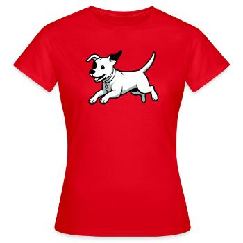 Verspielter Hund-Cartoon - Frauen T-Shirt - Rot - Vorne - AI Model Female 172 dark (172cm)