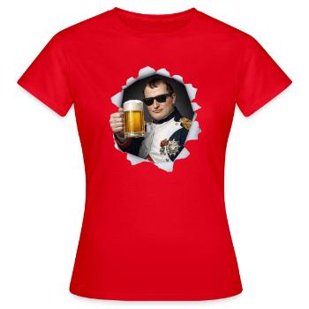 Napoleon hält ein Bier - Frauen T-Shirt - Rot - Vorne - AI Model Female 172 dark (172cm)
