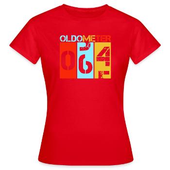 Oldometer 64 Sixty Fourth Birthday - Women's T-Shirt - red - Front - AI Model Female 172 dark (172cm)