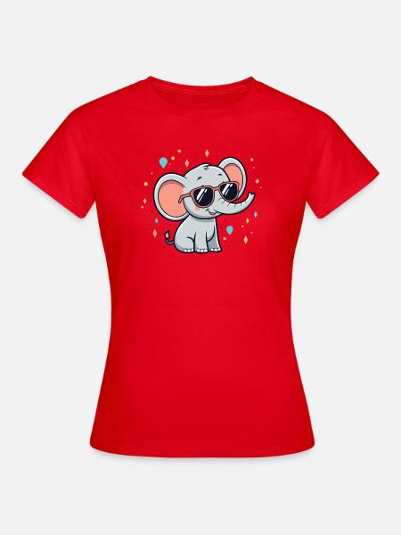 Schimmernde Elefanten-Sonnenbrille - Frauen T-Shirt - Rot