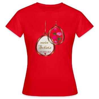 Halskette  - Frauen T-Shirt - Rot - Vorne - AI Model Female 172 dark (172cm)