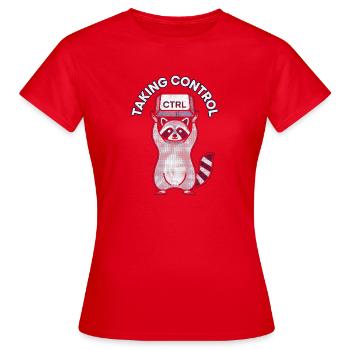 Raccoon Ctrl: Taking Control - Frauen T-Shirt - Rot - Vorne - AI Model Female 172 dark (172cm)