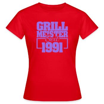 Grillbesteck 1991 - Frauen T-Shirt - Rot - Vorne - AI Model Female 172 dark (172cm)
