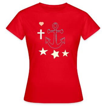 Ancre lumineuse avec des étoiles - T-shirt Femme - rouge - Devant - AI Model Female 172 dark (172cm)