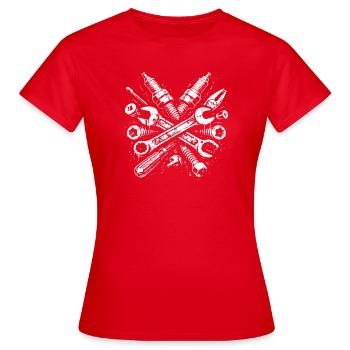 Conception de bougies d’allumage mécanique Tool Grunge - T-shirt Femme - rouge - Devant - AI Model Female 172 dark (172cm)