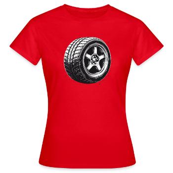 Autoreifen Felge Vintage Motorsport Design  - Frauen T-Shirt - Rot - Vorne - AI Model Female 172 dark (172cm)