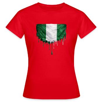 Nigerian flag in colorful paint application - Women's T-Shirt - red - Front - AI Model Female 172 dark (172cm)