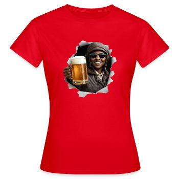 Bessie Coleman mit Sonnenbrille und Bier - Frauen T-Shirt - Rot - Vorne - AI Model Female 172 dark (172cm)