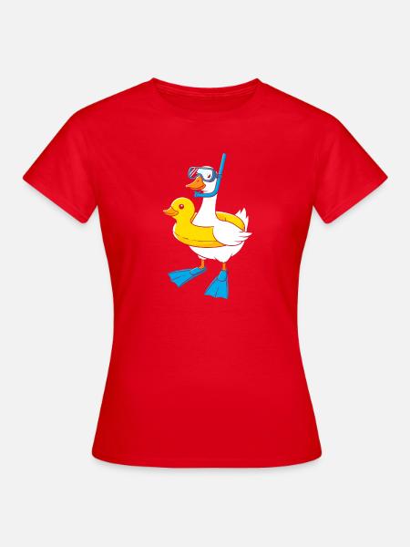 Schnorchelente mit Flossen - Frauen T-Shirt - Rot
