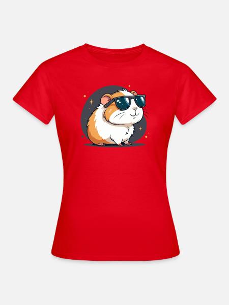 Cooler Hamster mit dunkler Brille - Frauen T-Shirt - Rot