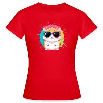Hamster Soleil Coloré En Lunettes Flashy - T-shirt Femme - rouge - Devant - AI Model Female 172 dark (172cm)