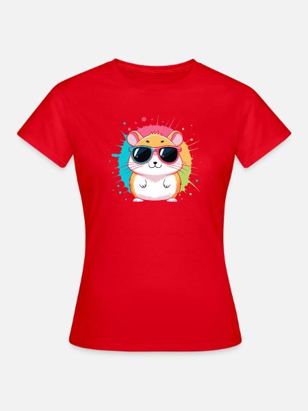 Bunter Sonnenhamster mit auffälligen Brillen - Frauen T-Shirt - Rot