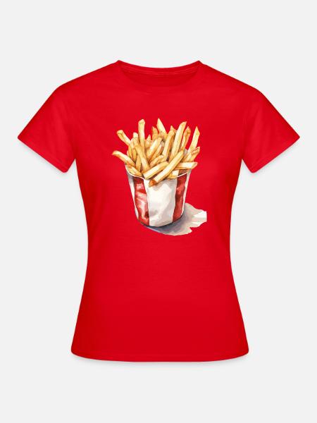Pommes Frites Kunst Illustration - Frauen T-Shirt - Rot