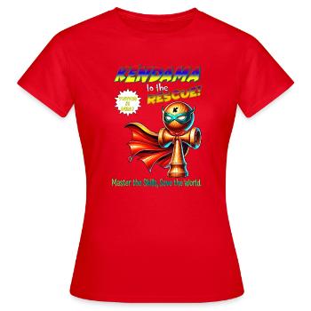 Kendama Hero : Sauver le monde - T-shirt Femme - rouge - Devant - AI Model Female 172 dark (172cm)