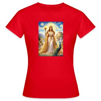 Hera Starry Night  - Frauen T-Shirt - Rot - Vorne - AI Model Female 172 dark (172cm)