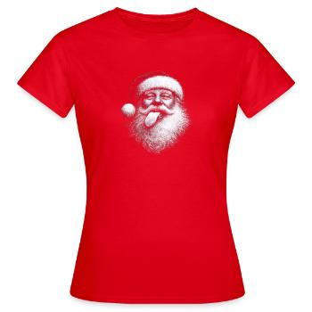 Schwarzweiß Santa Zunge - Frauen T-Shirt - Rot - Vorne - AI Model Female 172 dark (172cm)