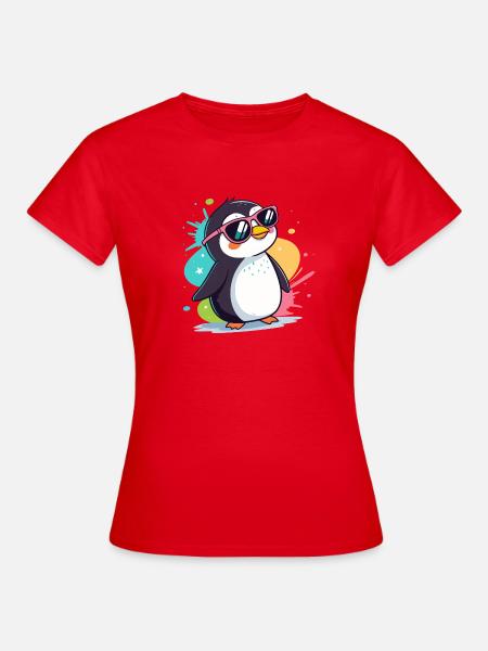 Pinguin Cool Pop Roseglasses - Frauen T-Shirt - Rot