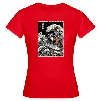 Ukiyo-e Baby Monkey Punch - Frauen T-Shirt - Rot - Vorne - AI Model Female 172 dark (172cm)
