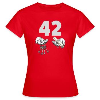 Forty-Two Keys and Scroll - Women's T-Shirt - red - Front - AI Model Female 172 dark (172cm)