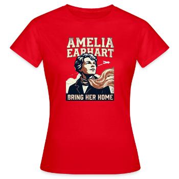 Amelia Earhart – Bring Her Home - Women's T-Shirt - red - Front - AI Model Female 172 dark (172cm)