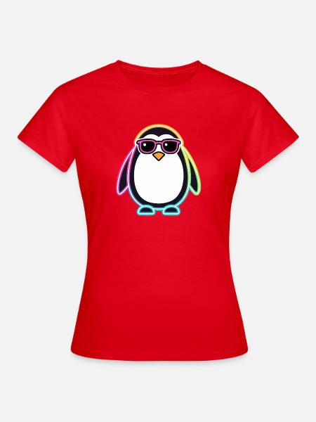 Pinguin-Neonbrillen - Frauen T-Shirt - Rot
