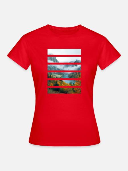 Herbsttäler und friedlicher See - Frauen T-Shirt - Rot