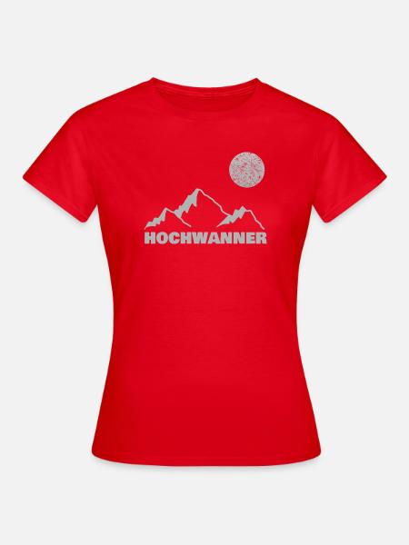 Hochwanner Bergsilhouette Mond - Frauen T-Shirt - Rot