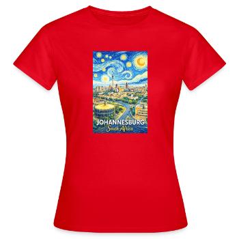 Johannesburg, Südafrika Starry Night  - Frauen T-Shirt - Rot - Vorne - AI Model Female 172 dark (172cm)