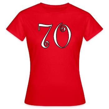 70. 70 ANS. 70e ANNIVERSAIRE. ANNIVERSAIRE 70 ANS. - T-shirt Femme - rouge - Devant - AI Model Female 172 dark (172cm)