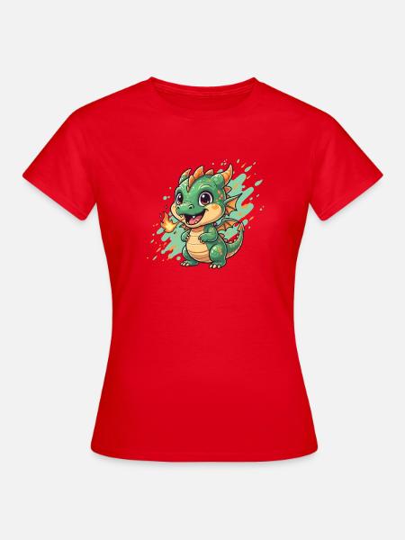 Kleiner Feuerdrache Charm - Frauen T-Shirt - Rot