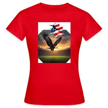 Patriotischer Adler im Stadion - Frauen T-Shirt - Rot - Vorne - AI Model Female 172 dark (172cm)